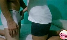 young mexican babysitter bent over doggystyle cum ass