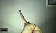 Hot tattooed blonde babe dances nude solo close-up flaunting curvy body big pussy lips muscular form