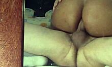 Mirror Captures Ebony Prostitute's Rough Anal Riding