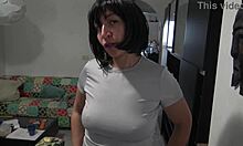 French Stepmom Shows Horny Stepson Her Hairy Pussy Pissing Close Up