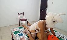 Halloween Sexy Bunny Step-Mom Lingerie Leads to Rough Fuck