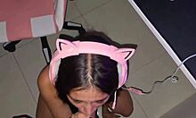 Huge facial cumshot blasts kawaii gamer stepsis during sloppy playtime