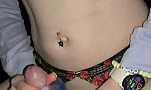 Milf grips huge cock handjob then rides dildo through crotchless panties