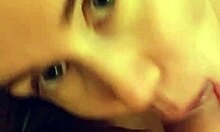 Blonde cutie delivers quick morning deepthroat blowjob swallowing hot load