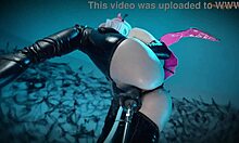 watch this halloween succubus get her tight ass pussy nonstop creampied by the fucking machine till dripping cum
