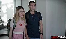 Petite teen demi hawks rides stepdad jay romero's big cock while milf stepmom katie morgan watches