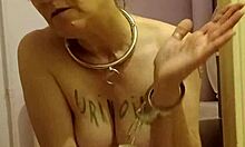 watch this french housewife slave get chained degraded slapped and vibed in the toilet like a total whore