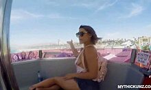 Thick curvy oiled maria bounces fat ass riding stranger's monster white cock