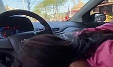 Teen caught giving blowjob in car during daylight