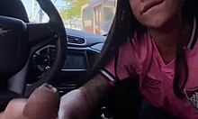 Teen caught giving blowjob in car during daylight