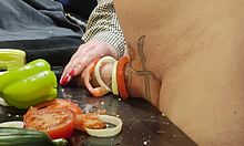 kitchen cooking torments huge cock urethral extreme