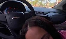 Teen caught giving blowjob in car during daylight