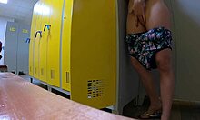 caught busty cleaning lady spying on me naked in women's locker room