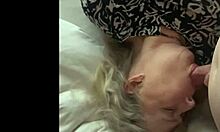 Chubby blonde milf wife POV deepthroats cock vibrates pussy fingers self to orgasm swallows cum