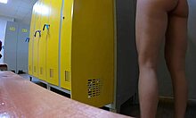 caught busty cleaning lady spying on me naked in women's locker room