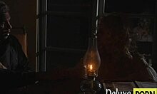 Cowboy rams smoking blonde teen pussy outdoors hard