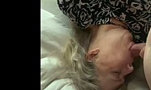 Chubby blonde milf wife POV deepthroats cock vibrates pussy fingers self to orgasm swallows cum