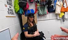 Hey you won't believe this sexy cop filming herself stealing office stuff then getting railed hard by the boss right there