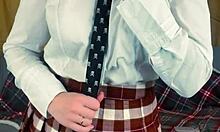 busty milf teacher dominates with strapon heels and big tits fetish