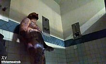 Prison solo big cock tattooed guy masturbates wet handjob to massive cumshot close-up hardcore
