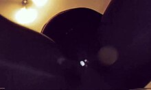 Wifey in leggings jerks homemade cock sucking handjob on amateur brunette milf tape