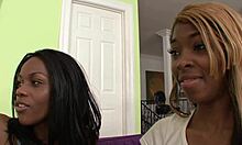 Interracial group tears clothes for wet ebony pussy pounding!