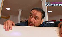 Her boyfriend's massive cock stretches her tight pussy wide as she rides him cowgirl style.