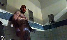 Prison solo big cock tattooed guy masturbates wet handjob to massive cumshot close-up hardcore