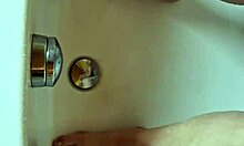 Chubby german mature washes dirty barefoot feet fetish style in the bathtub