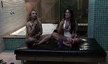 Blonde bisexual in sheer lingerie starts porn journey licking navels in bathroom with pistolinha meme.