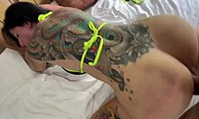 my tattooed emo girl givin deepthroat pov then rough doggy on our vacation trip