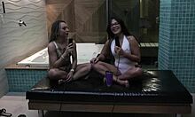 Blonde bisexual in sheer lingerie starts porn journey licking navels in bathroom with pistolinha meme.