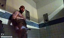 Prison solo big cock tattooed guy masturbates wet handjob to massive cumshot close-up hardcore