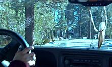 blonde milf august in heels fishnets and lingerie gets boyfriend's cock deepthroat then doggystyle anal gaping on bed