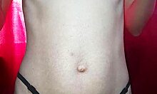 Petite shaved prostitute rubs tiny tits horny in amateur vid