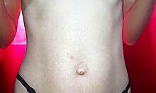 Petite shaved prostitute rubs tiny tits horny in amateur vid