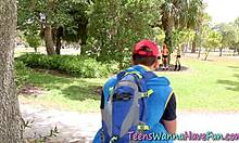 Teens tight pussy stretched wide by monster cocks in wild group party threesome fucking nonstop