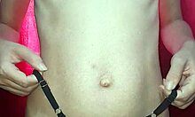 Petite shaved prostitute rubs tiny tits horny in amateur vid