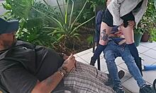 cuckold buddy fucks my riding wife cowgirl while i cumshoot on them both!