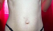 Petite shaved prostitute rubs tiny tits horny in amateur vid