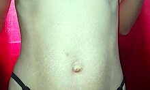 Petite shaved prostitute rubs tiny tits horny in amateur vid