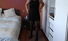 wife in erotic lingerie heads to work flashing huge tits for real cuckold husband