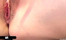 Rose Red's pink pussy lips gape on porno Dan's throbbing big cock