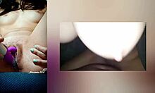 Tattooed skinny teen babe masturbates pussy closeup vibrator solo squirt tease