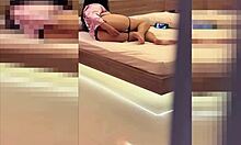 horny dude spies busty madrastra and jerks off on her back unnoticed