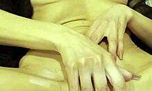 Mature blonde babe oils up for explosive solo lingerie masturbation orgasm!