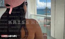 Married Slut Wife Flashes Big Pussy Lips Nude on Apartment Balcony for Macho Strangers