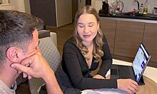 omg my hot blonde english teacher with big ass bends over after class 😍 fucks me rough doggystyle cowgirl till cum on tits!