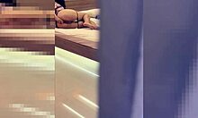 horny dude spies busty madrastra and jerks off on her back unnoticed