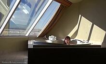 Cute Asian teen 18yo teases in hot tub with vibrating toy play